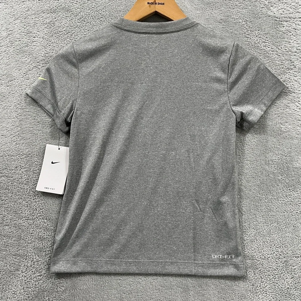 Nike Dri-FIT T-Shirt Boys 7 Dark Gray Heather Awesomeness AOP Graphic Summer Tee